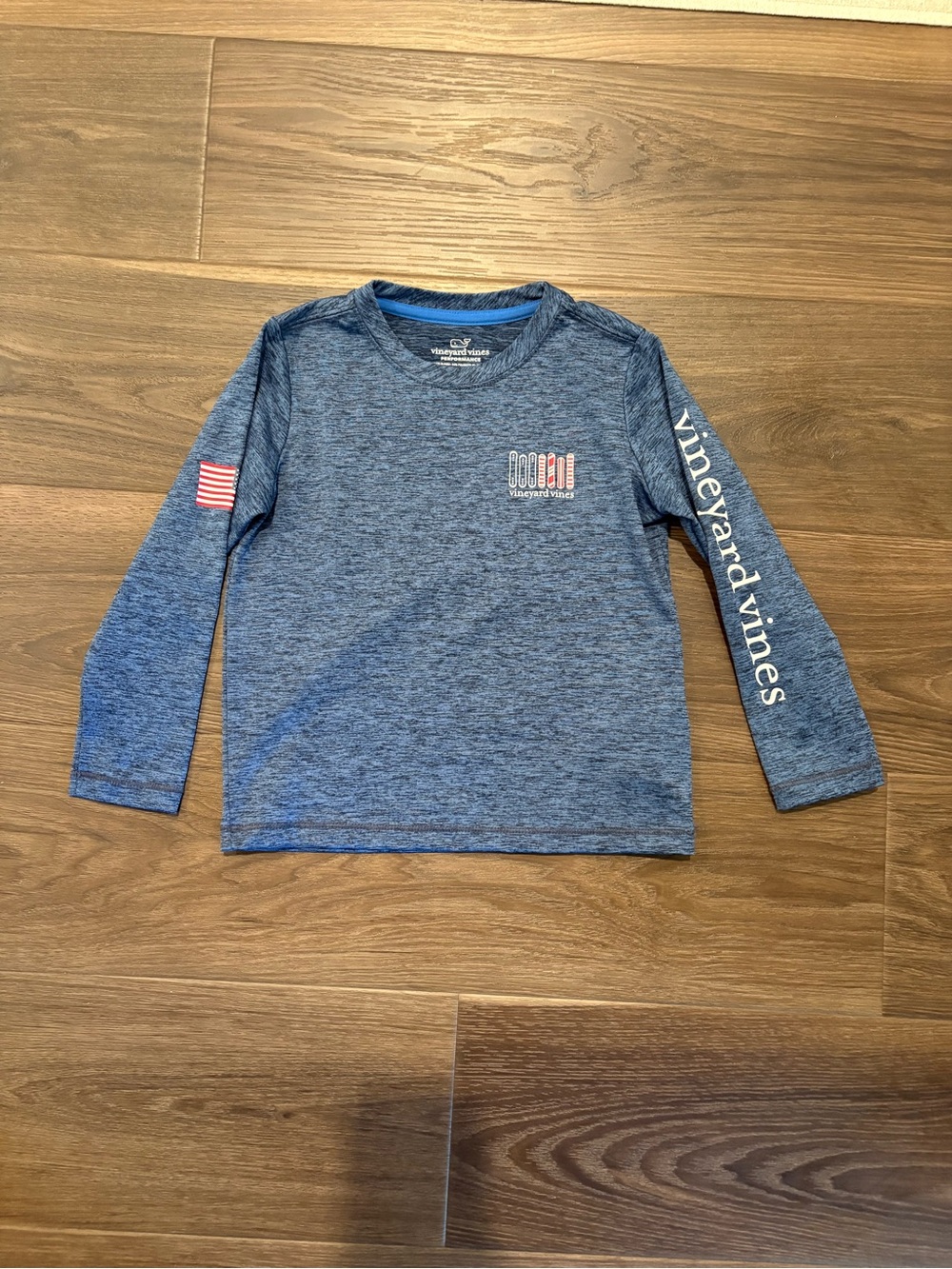 Vineyard Vines Heathered Blue Long-Sleeve Performance Tee